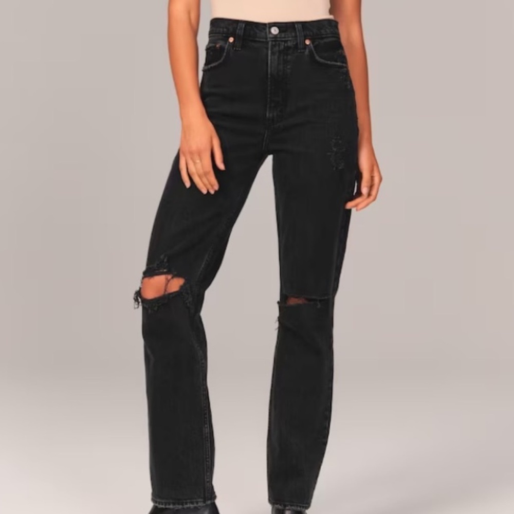 Abercrombie & Fitch Black High Rise Distressed Jeans